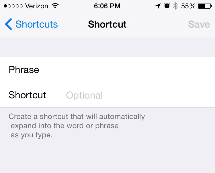 iphone keyboard shortcuts remove