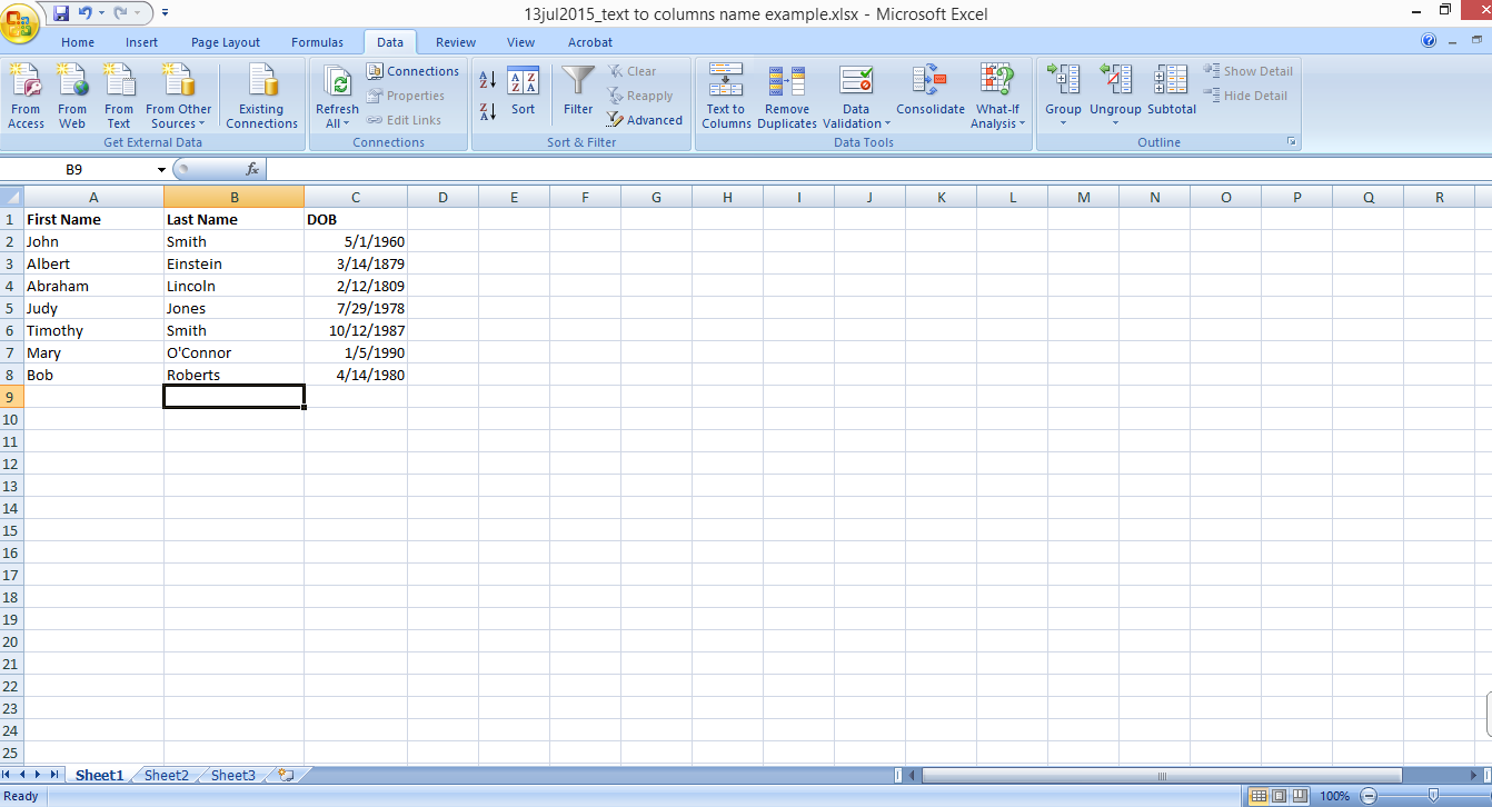 How to Use Excel Text to Columns to Separate Names