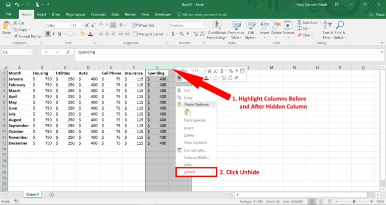 How To Hide And Unhide Columns In Excel German Pearls 9925